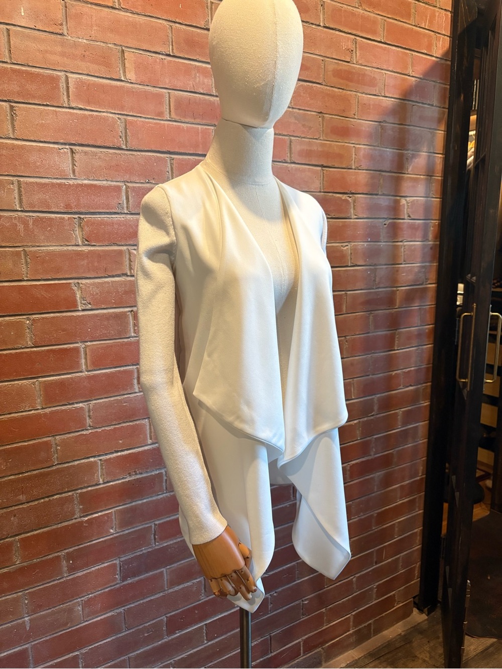 RW&CO White Draped Knit & Chiffon Cardigan XS